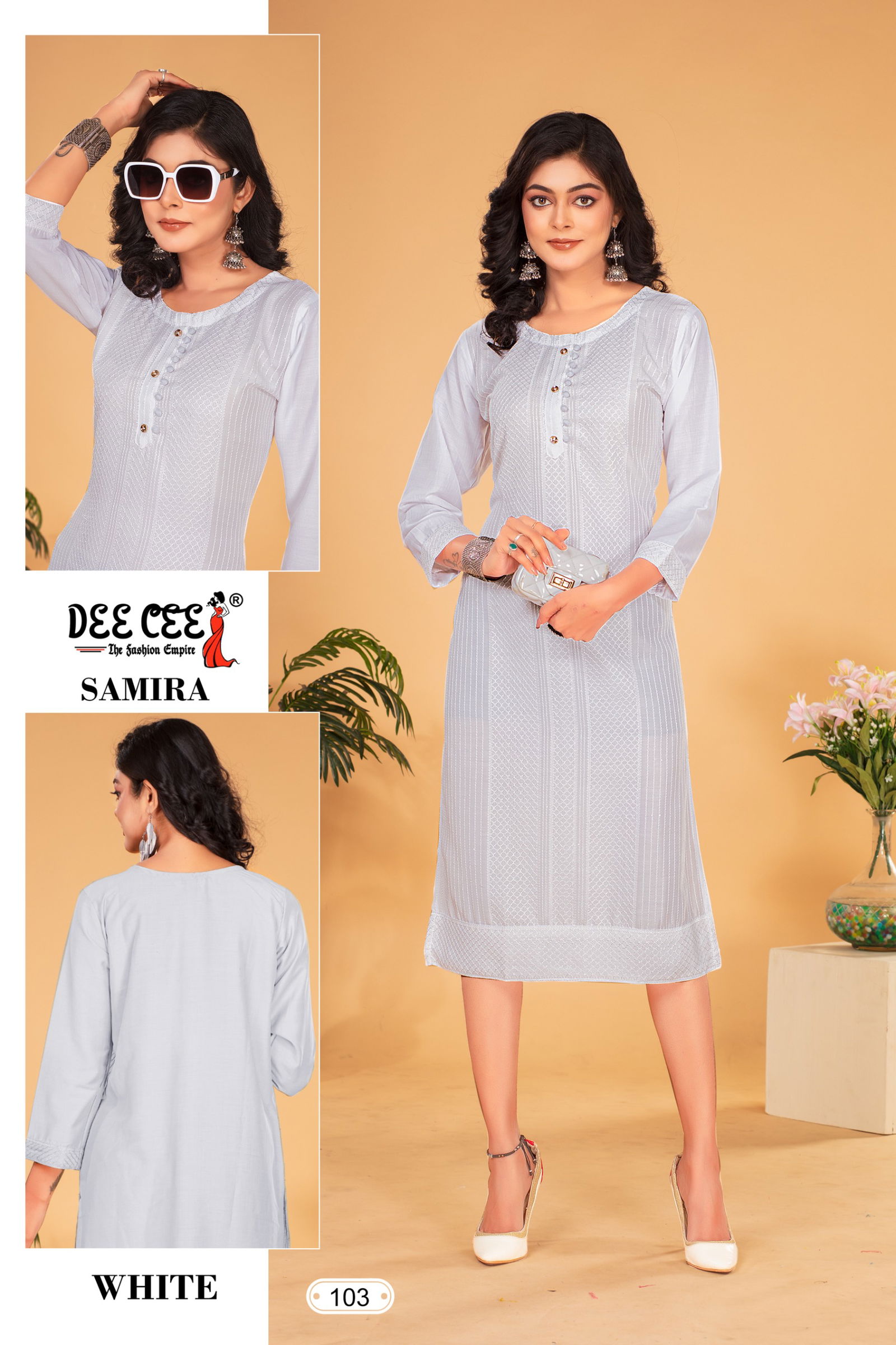 Samira By Deecee Chinon Straight Cut Kurti Suppliers In India